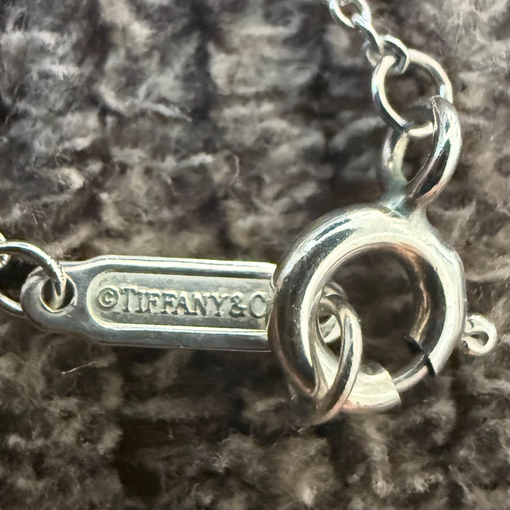 Tiffany & Co. Silver Necklace with Pink Heart and Silver Heart Charm - Picture 4 of 5